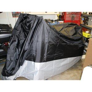 All Season Black Waterproof Sun Motorcycle Cover, Fits up to 108" Motors